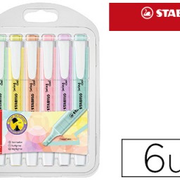6 marcadores fluorescentes Stabilo Swing Cool colores pastel surtidos